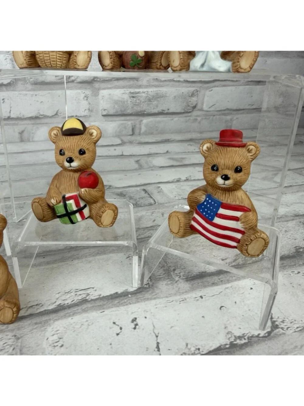 1HOMCO #1413 Incomplete 11 Holidays Seasons Calendar Bears Figurines Vintage